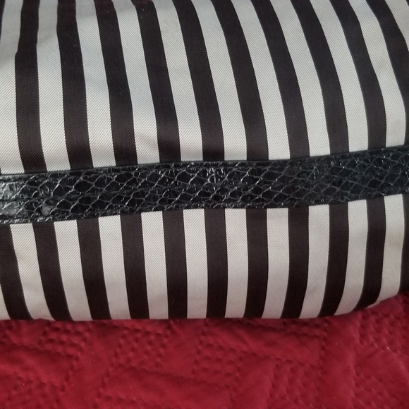 Henri Bendel Striped Sateen And Leather Hobo Convertible Crossbody- Large - Picture 4 of 13